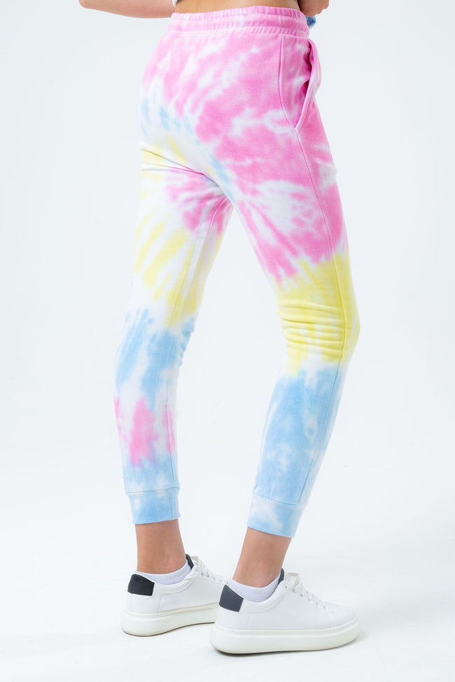 HYPE RAINBOW PASTEL TIE DYE SCRIPT LOGO GIRLS JOGGERS