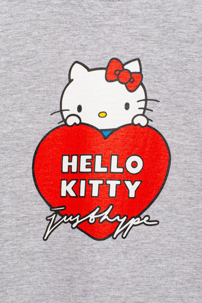 HYPE X HELLO KITTY GREY HEART WOMENS T-SHIRT