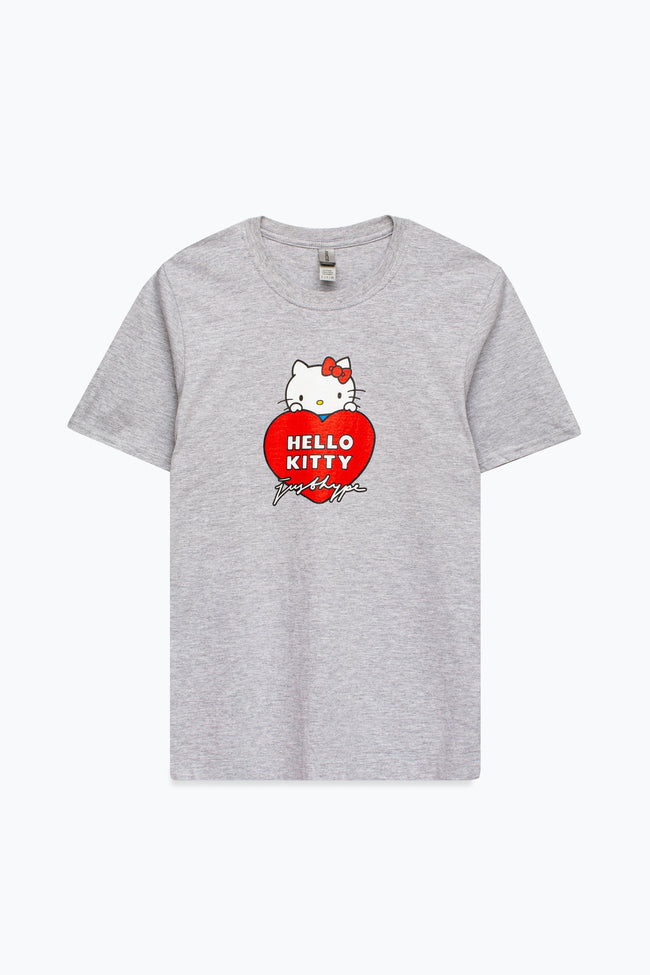 HYPE X HELLO KITTY GREY HEART WOMENS T-SHIRT