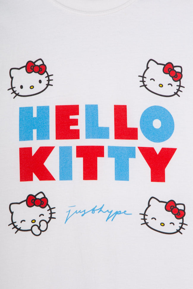 HYPE X HELLO KITTY WHITE LOGO BRANDED WOMENS T-SHIRT