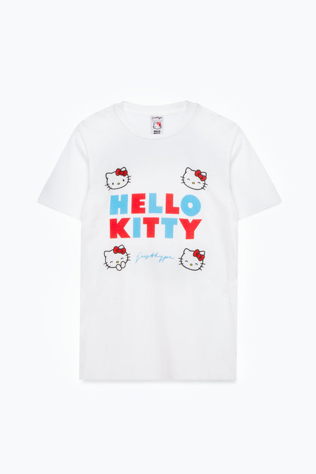 HYPE X HELLO KITTY WHITE LOGO BRANDED WOMENS T-SHIRT