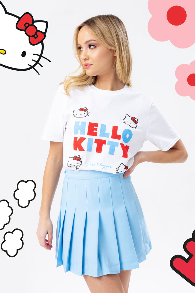 HYPE X HELLO KITTY WHITE LOGO BRANDED WOMENS T-SHIRT