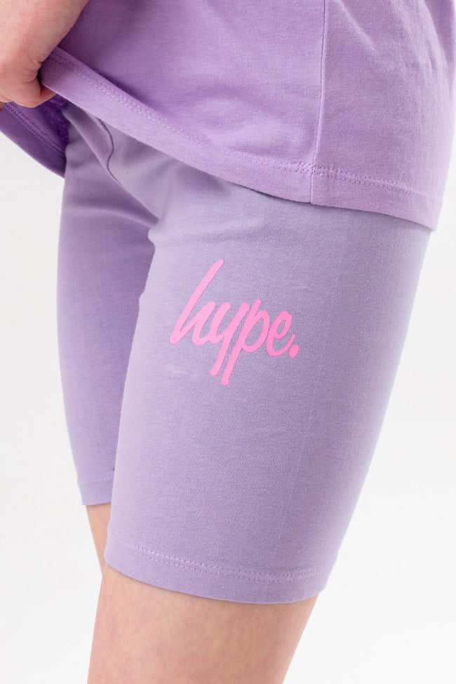 HYPE GIRLS LILAC SCRIPT T-SHIRT AND CYCLING SHORT SET