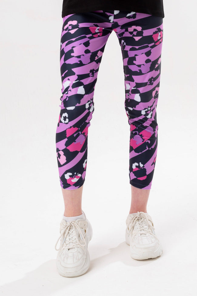 HYPE GIRLS PURPLE LEOPARD ZEBRA T-SHIRT AND LEGGING SET