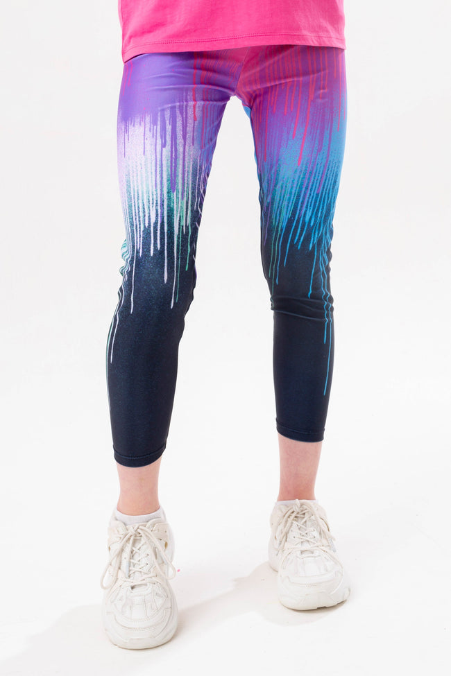 HYPE GIRLS FUCHSIA MULTI DRIPS T-SHIRT AND LEGGING SET