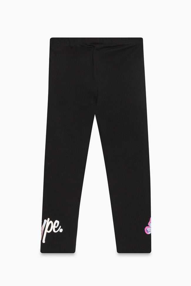 HYPE GIRLS BLACK BUTTERFLY SCRIPT LEGGINGS