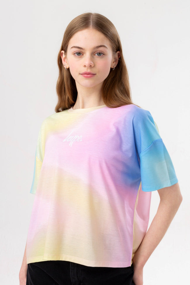 HYPE GIRLS HIPPY FADE BOXY DROP SHOULDER T-SHIRT