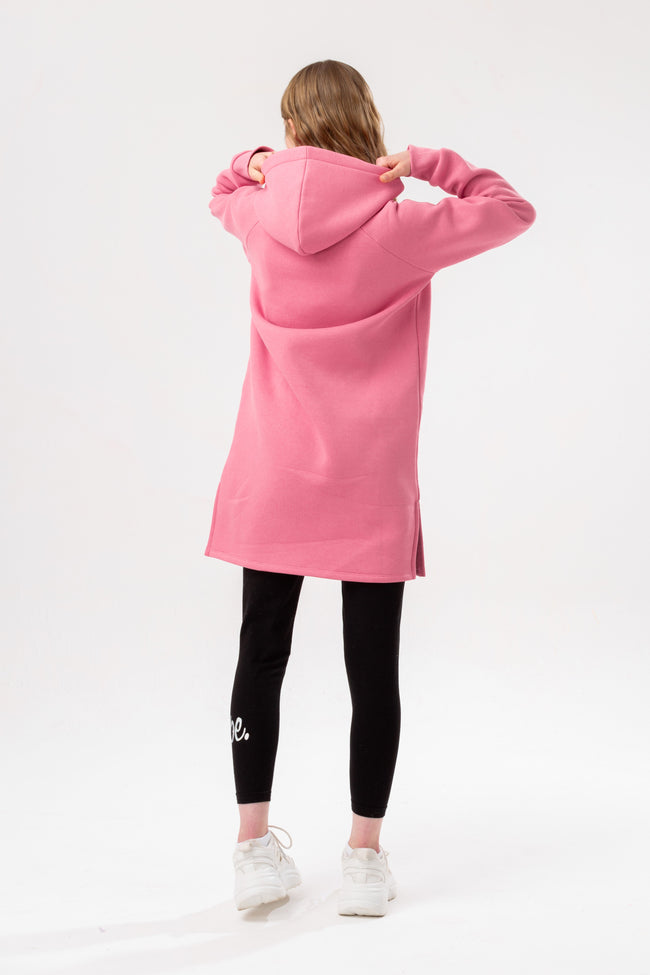 HYPE GIRLS PINK SIDE SPLIT LONGLINE HOODIE