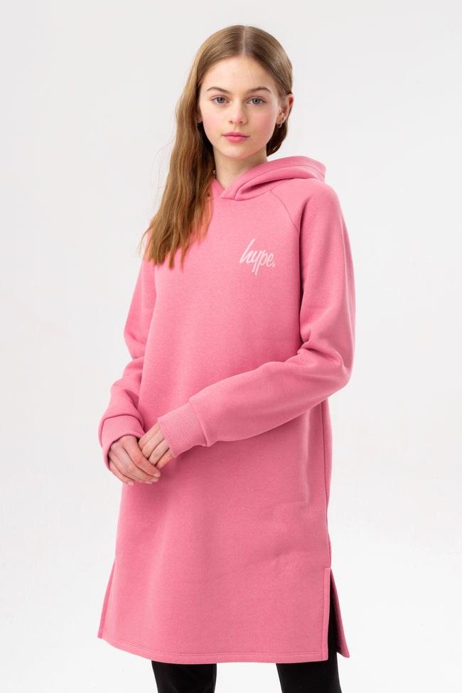 HYPE GIRLS PINK SIDE SPLIT LONGLINE HOODIE