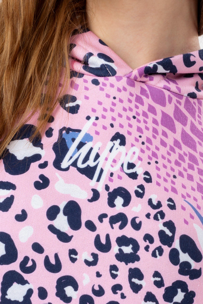 HYPE GIRLS ABSTRACT LEOPARD HOODIE