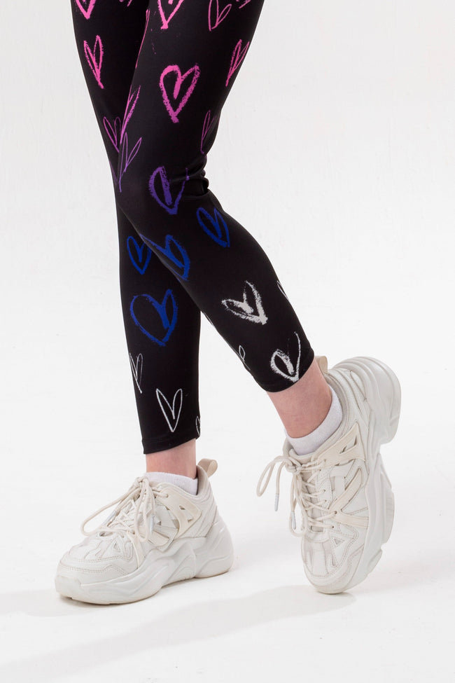 HYPE GIRLS BLACK FADE HEART SCRIPT LEGGINGS