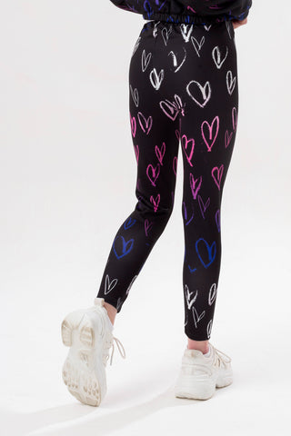 HYPE GIRLS BLACK FADE HEART SCRIPT LEGGINGS