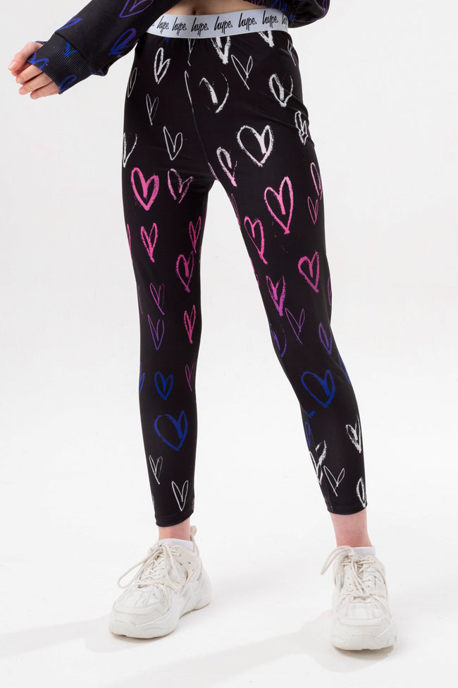 HYPE GIRLS BLACK FADE HEART SCRIPT LEGGINGS