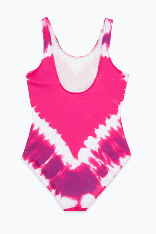 HYPE GIRLS PINK TIE DYE HEART SWIMSUIT