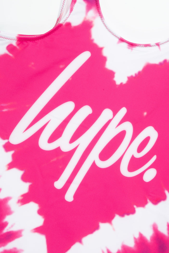 HYPE GIRLS PINK TIE DYE HEART SWIMSUIT