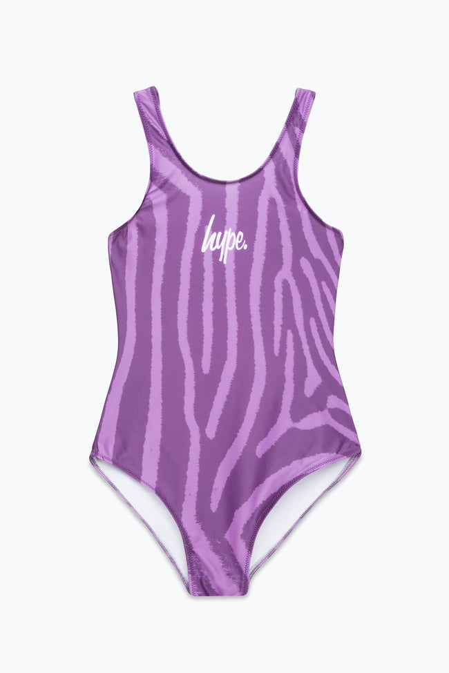 HYPE GIRLS PURPLE ZEBRA SWIMSUIT