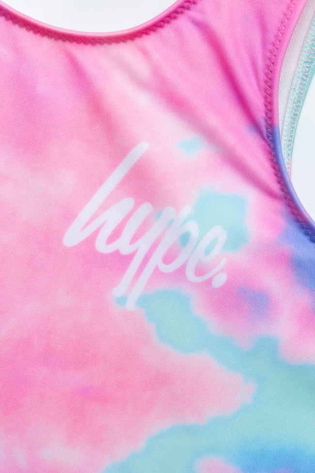 HYPE GIRLS LUCID TIE DYE PINK SWIMSUIT