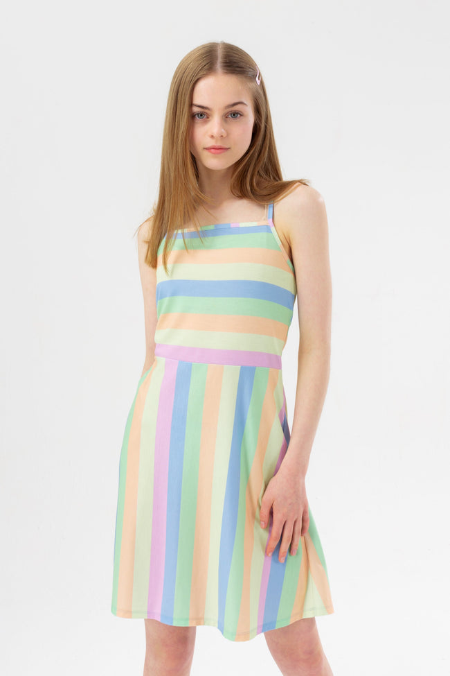 HYPE GIRLS MULTI PASTEL STRIPED BEACH DRESS