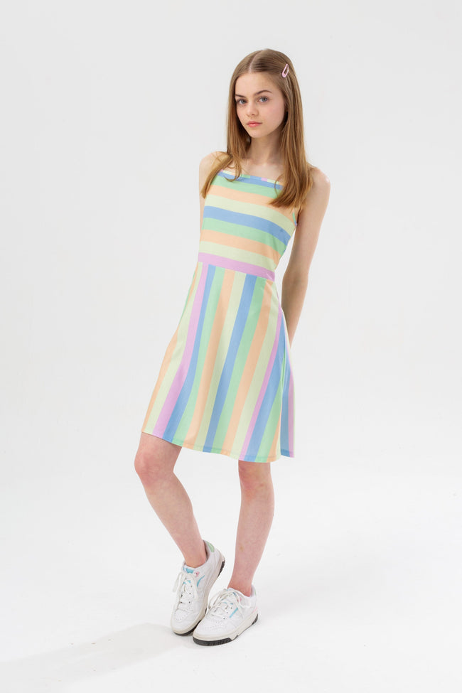 HYPE GIRLS MULTI PASTEL STRIPED BEACH DRESS