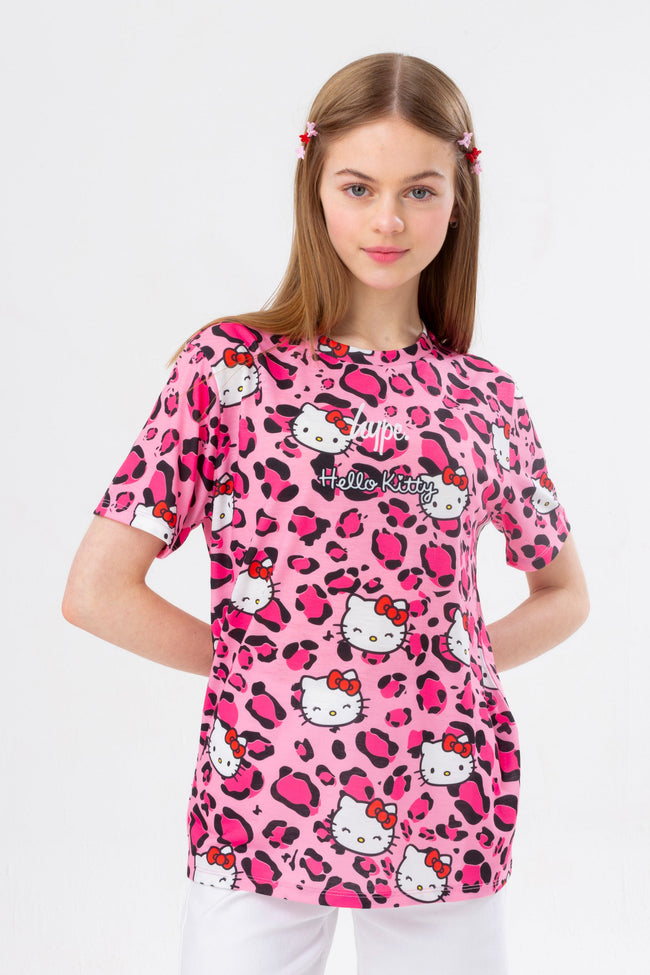 HYPE X HELLO KITTY KIDS LEOPARD AOP T-SHIRT