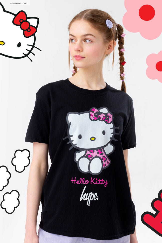 HYPE X HELLO KITTY LEOPARD BOW GIRLS T-SHIRT