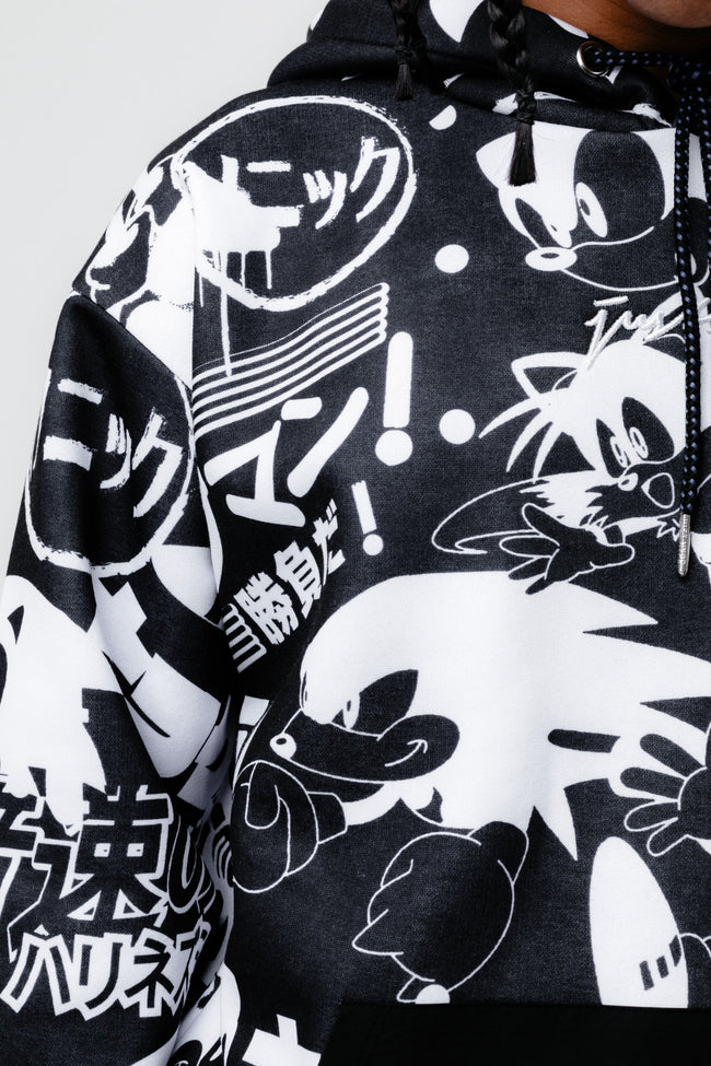 HYPE X SONIC ADULTS MONO SONIC DROP SHOULDER HOODIE