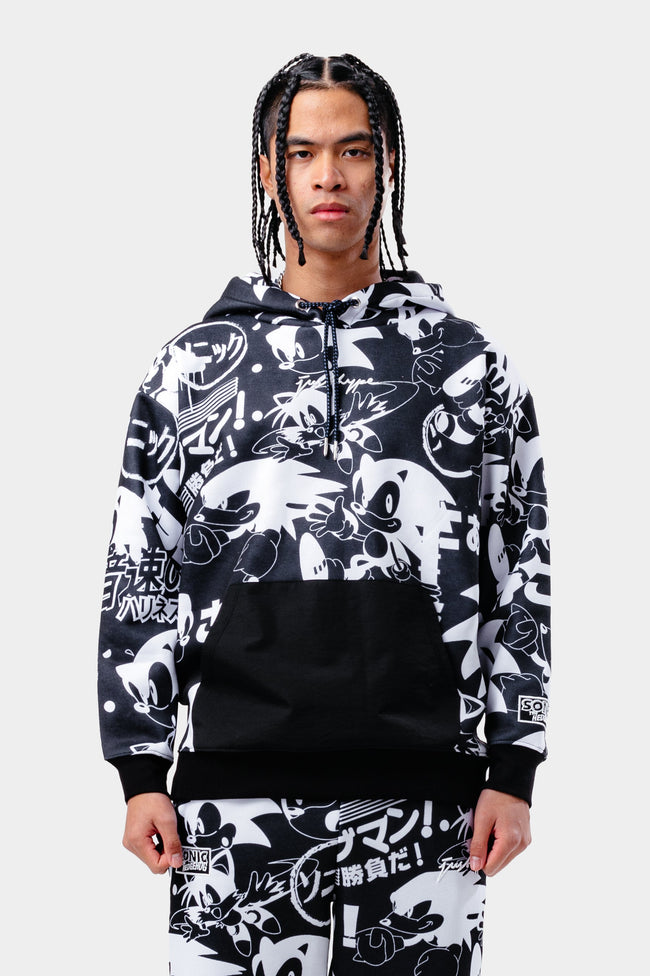 HYPE X SONIC ADULTS MONO SONIC DROP SHOULDER HOODIE