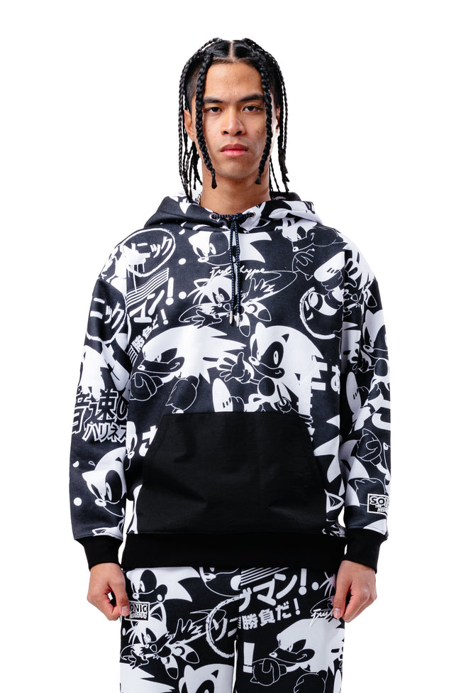 HYPE X SONIC ADULTS MONO SONIC DROP SHOULDER HOODIE