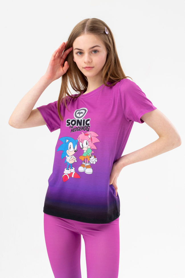 HYPE X SONIC GIRLS PINK AND PURPLE FADE T-SHIRT