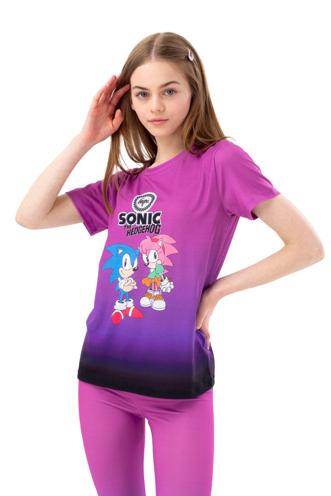 HYPE X SONIC GIRLS PINK AND PURPLE FADE T-SHIRT