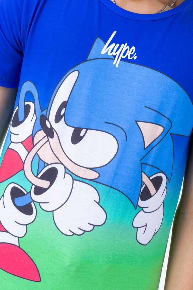 HYPE X SONIC KIDS GREEN AND BLUE FADE SONIC T-SHIRT