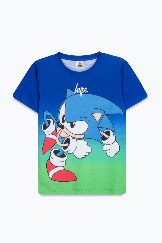 HYPE X SONIC KIDS GREEN AND BLUE FADE SONIC T-SHIRT