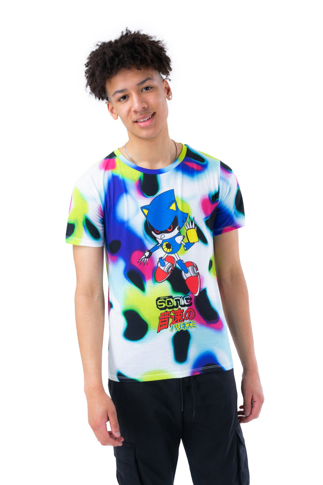 HYPE X SONIC KIDS WHITE GLITCH NEON ROBO SONIC T-SHIRT