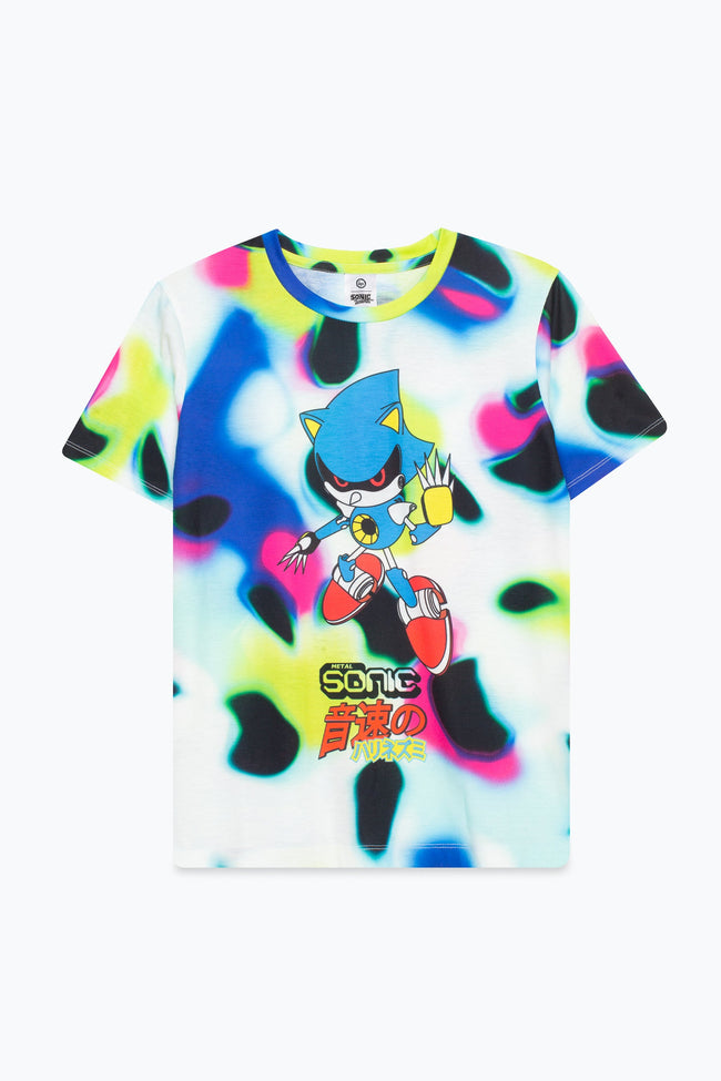 HYPE X SONIC KIDS WHITE GLITCH NEON ROBO SONIC T-SHIRT