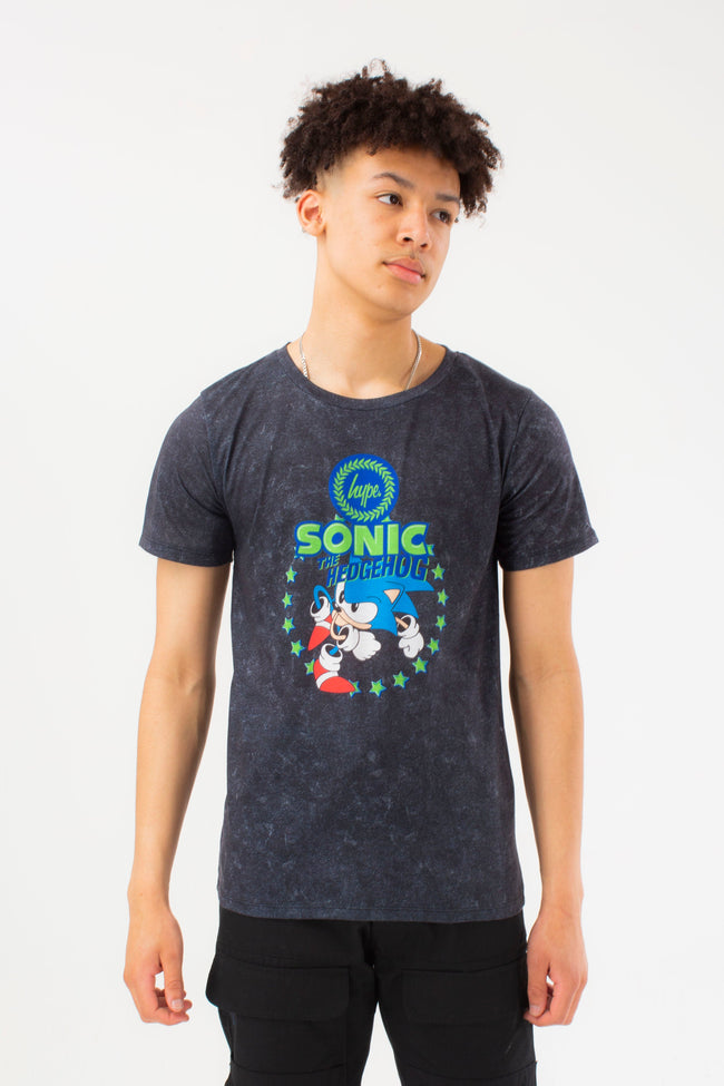 HYPE X SONIC BOYS BLACK TIE DYE SONIC STAR T-SHIRT