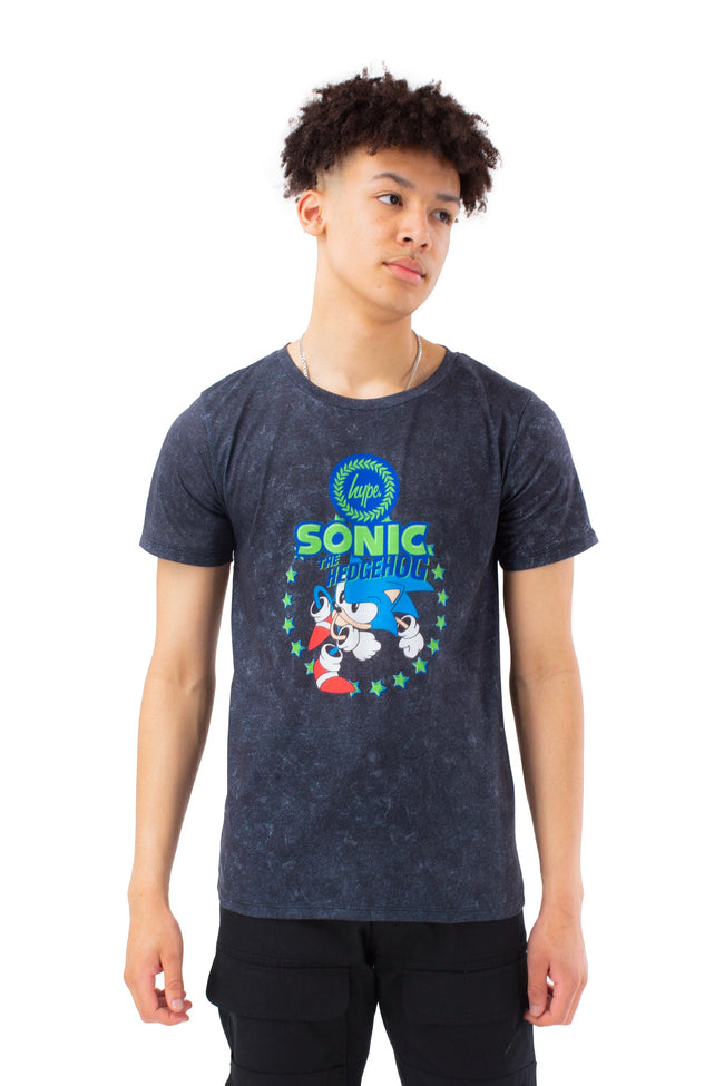 HYPE X SONIC BOYS BLACK TIE DYE SONIC STAR T-SHIRT