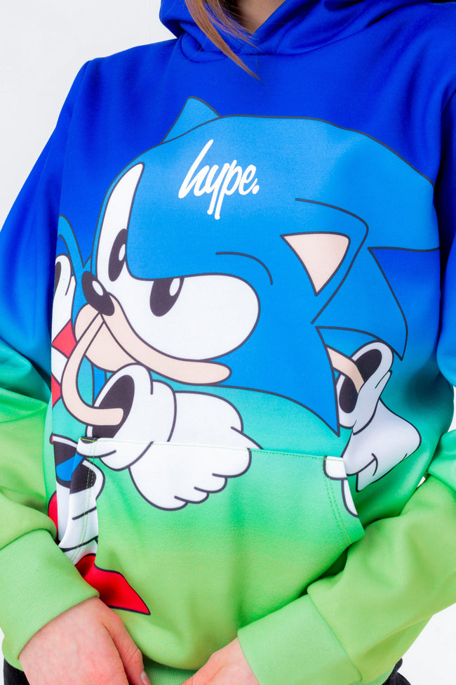 HYPE X SONIC GIRLS GREEN AND BLUE FADE SONIC HOODIE