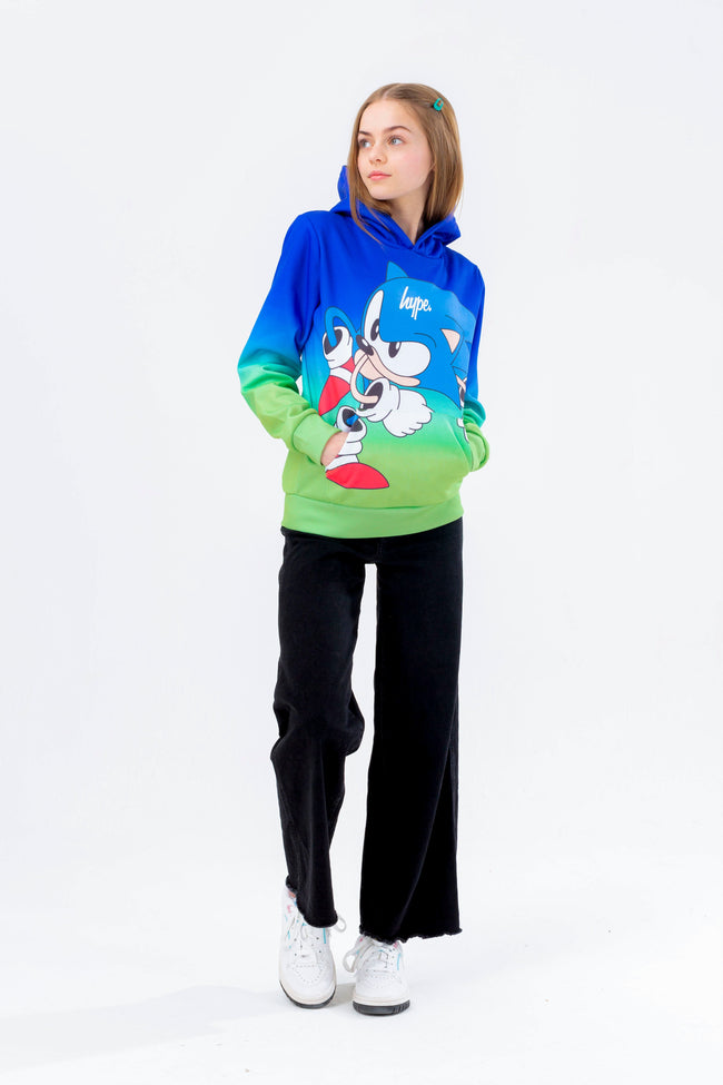 HYPE X SONIC GIRLS GREEN AND BLUE FADE SONIC HOODIE