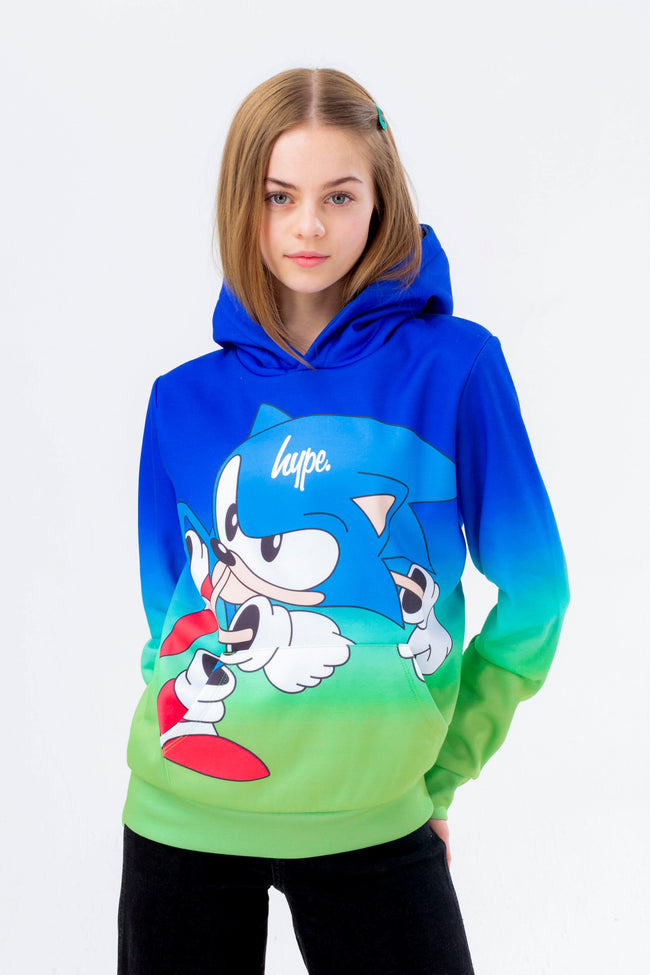 HYPE X SONIC GIRLS GREEN AND BLUE FADE SONIC HOODIE