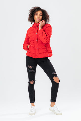 HYPE RED SHORT LENGTH WOMEN'S PADDED COAT WITH FUR