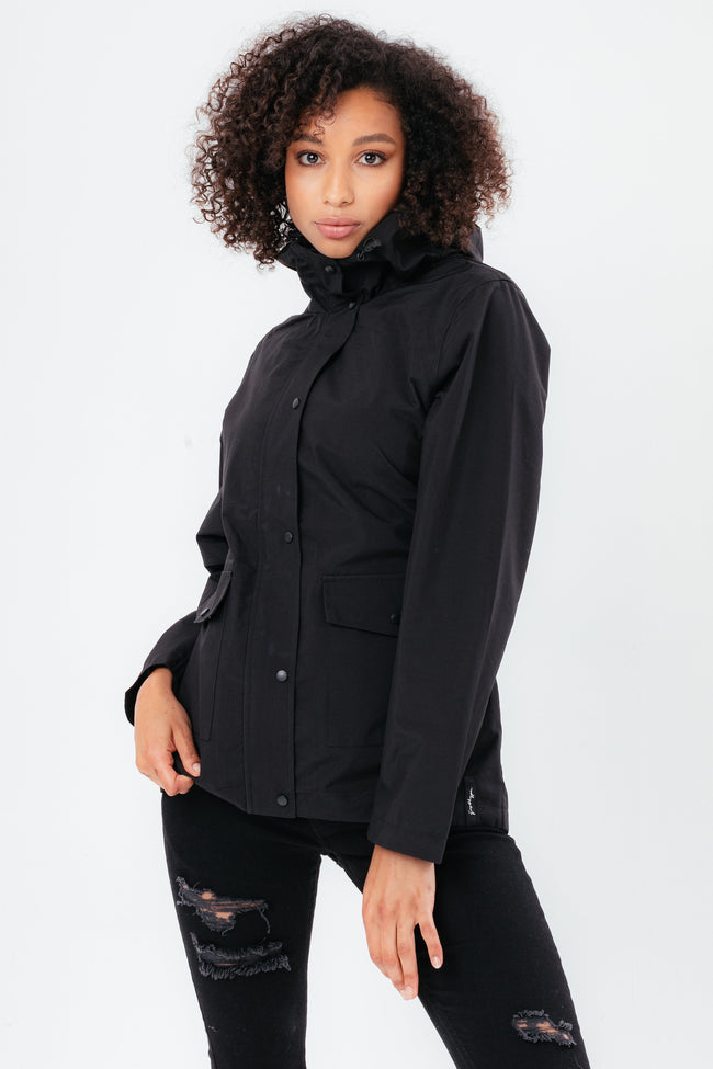 HYPE BLACK WATER RESISTANT WOMEN'S MAC COAT