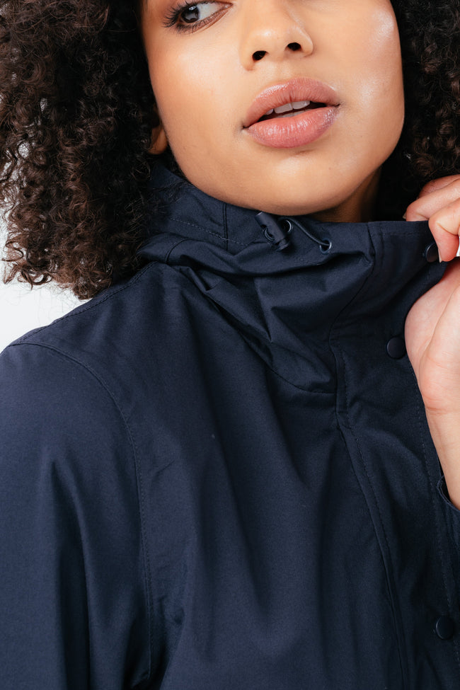 HYPE NAVY WATER RESISTANT WOMEN'S MAC COAT