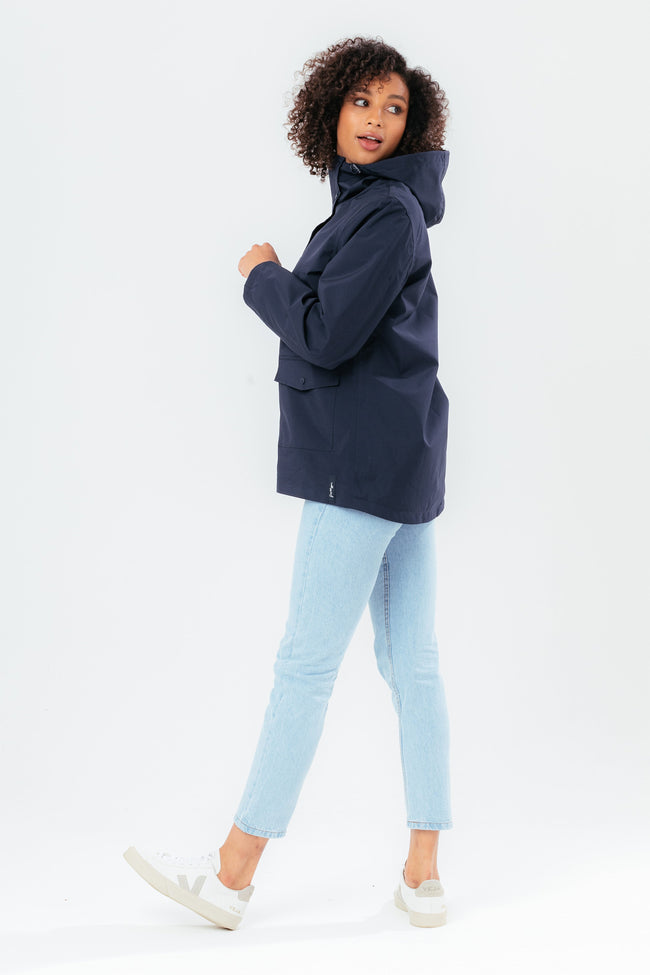 HYPE NAVY WATER RESISTANT WOMEN'S MAC COAT