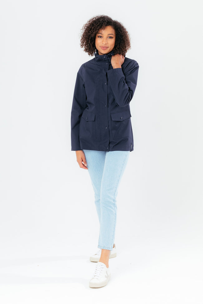 HYPE NAVY WATER RESISTANT WOMEN'S MAC COAT