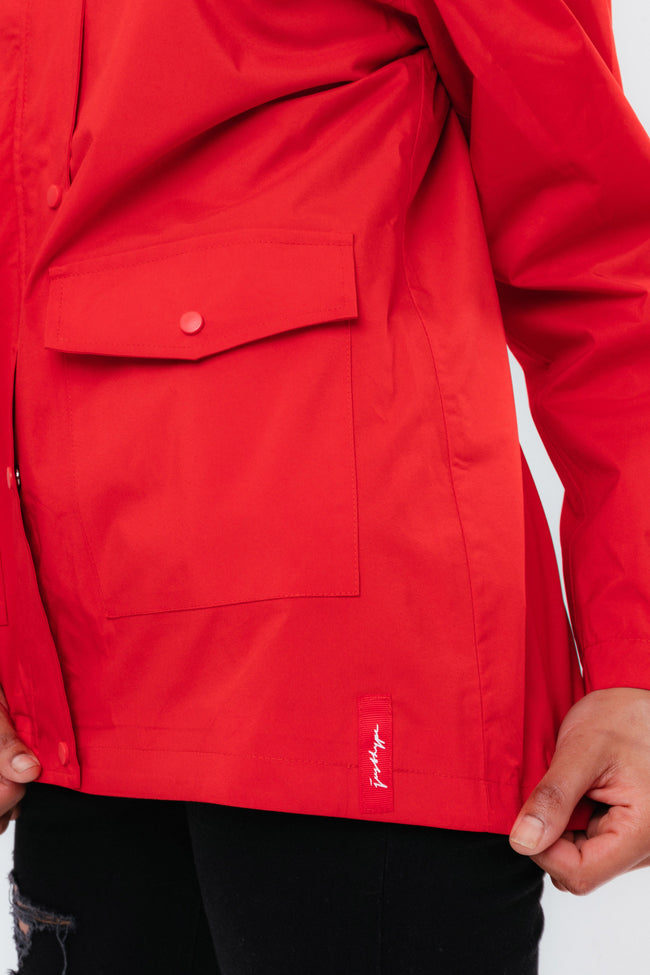 HYPE RED WATER RESISTANT WOMEN'S MAC COAT