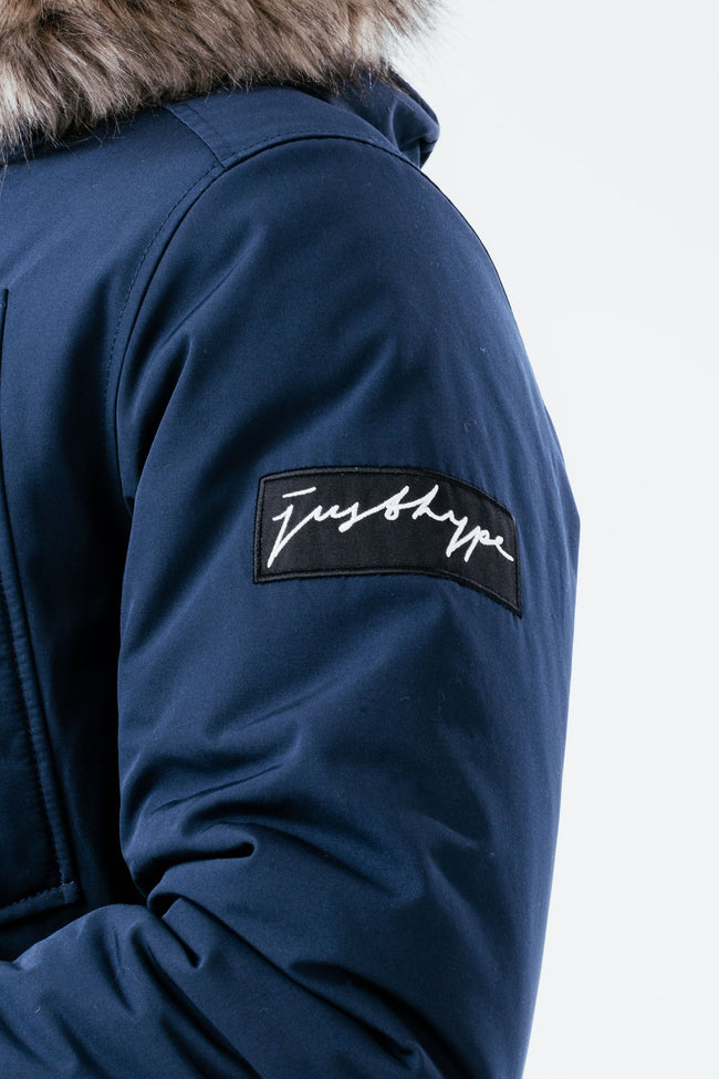 HYPE NAVY LUXE LONGLINE MEN'S PARKA JACKET