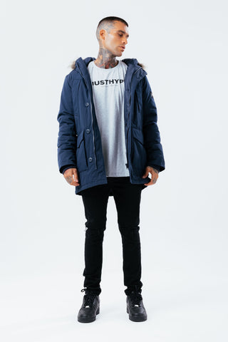 HYPE NAVY LUXE LONGLINE MEN'S PARKA JACKET