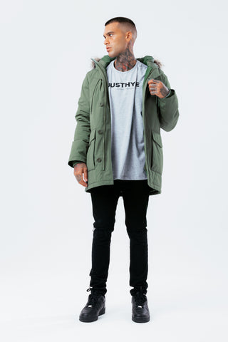 HYPE KHAKI LUXE LONGLINE MEN'S PARKA JACKET