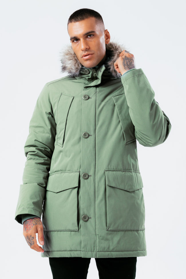 HYPE KHAKI LUXE LONGLINE MEN'S PARKA JACKET