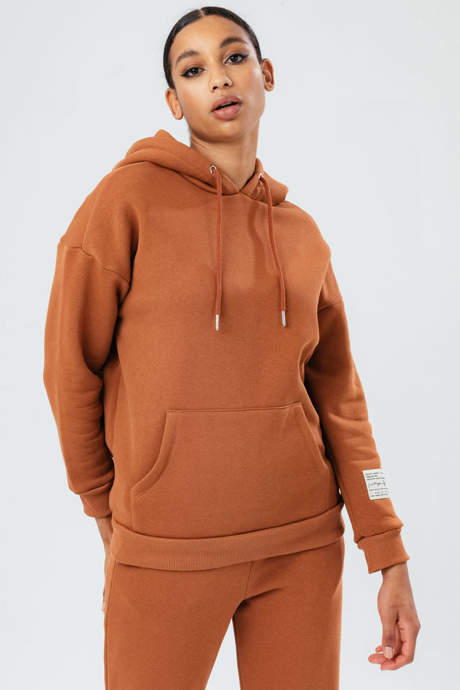 HYPE STAPLE BROWN WOMEN'S PULLOVER HOODIE